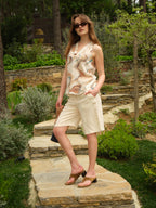 Duo V-Neck Sleeveless Vegan Silk® Printed Blouse