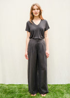 Giulia Cupro®-Linen Blend Wide-Leg Trousers