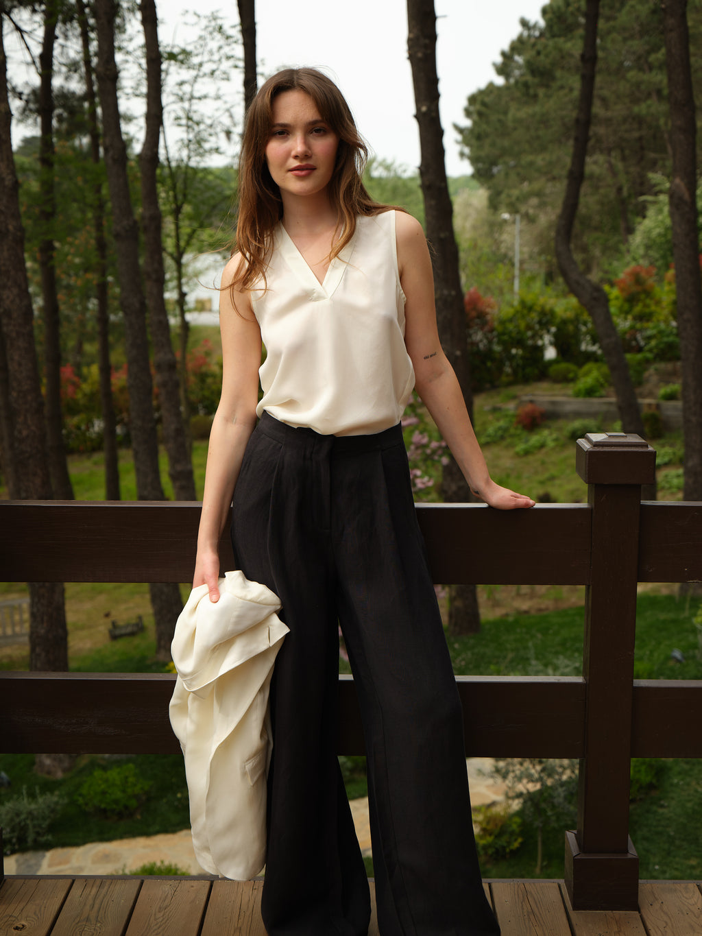 Duo V-Neck Sleeveless Vegan Silk® Blouse