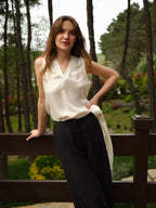 Duo V-Neck Sleeveless Vegan Silk® Blouse
