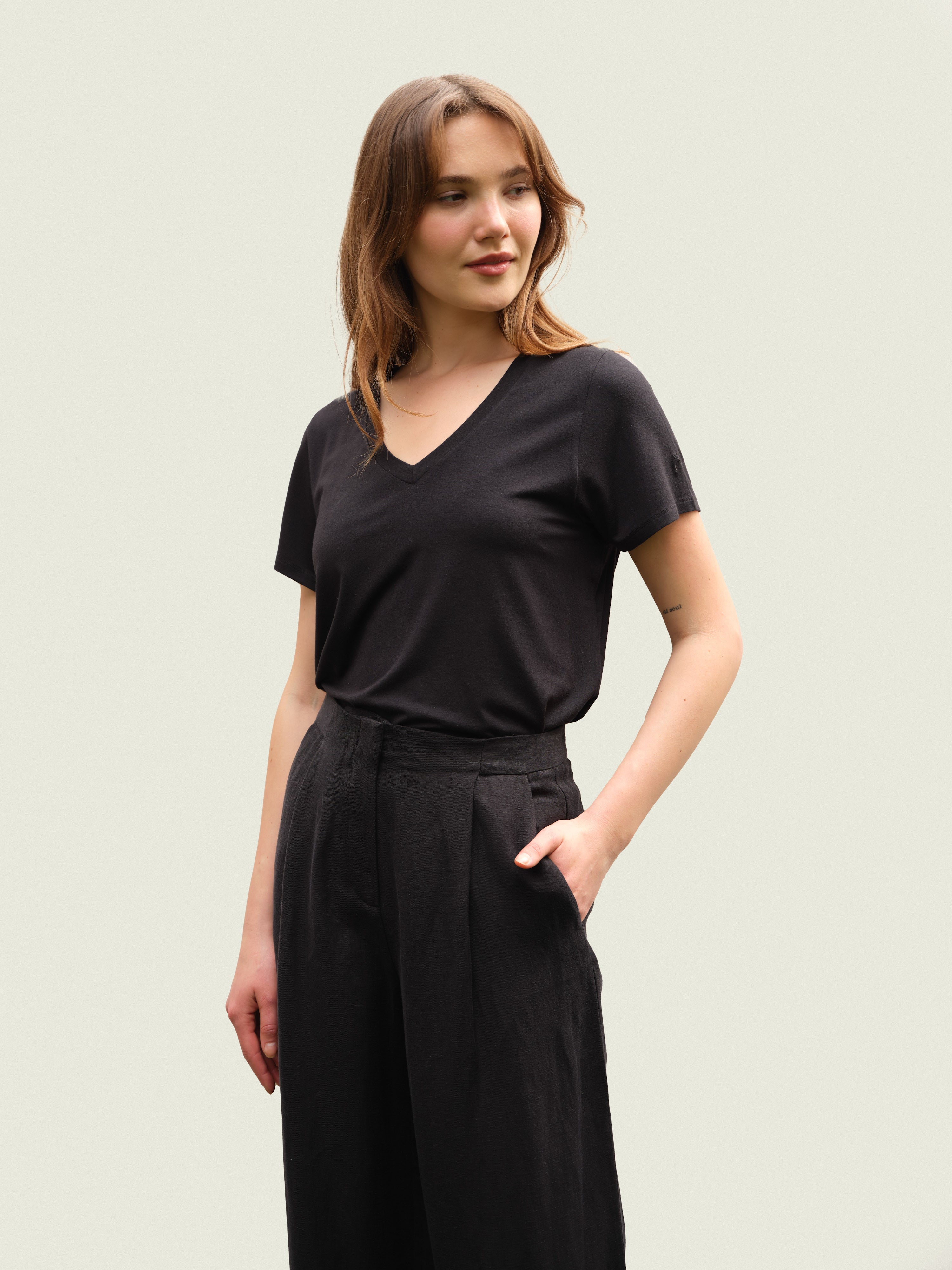 Giulia Cupro®-Linen Blend Wide-Leg Trousers