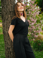 Giulia Cupro®-Linen Blend Wide-Leg Trousers